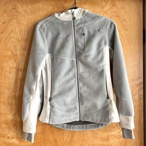 Mountain Hardwear Women's Full Zip Hoodie Fleece Jacket Grey White